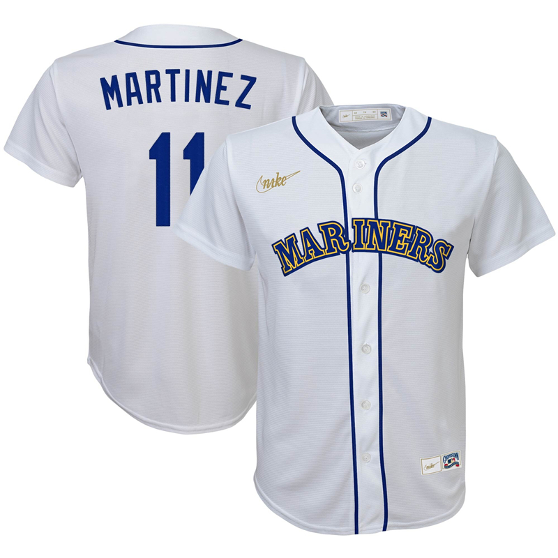 2020 MLB Men Seattle Mariners 11 Edgar Martinez Nike White Home Cooperstown Collection Player Jersey 1